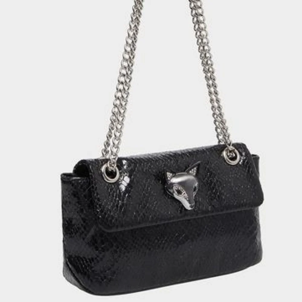 Betsey Johnson Slither & Shine Snake Embossed Crossbody Black Bag Rare NWT